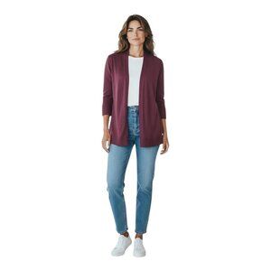 Evolution by Cyrus Women Cardigan~Size S~Burgundy Soft Open Front~NWT L13 22